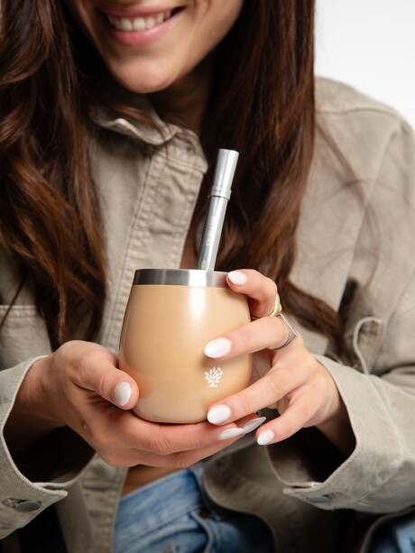 Mate Acero Inox. con Tapa Oro