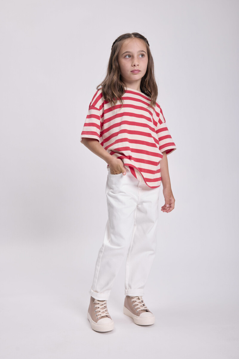 Remera Rayada Rojo