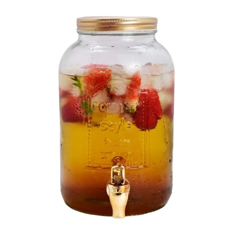 Dispensador Botella 3.5Lt Vidrio c/Canilla Agua Jugo Bebidas Transparente