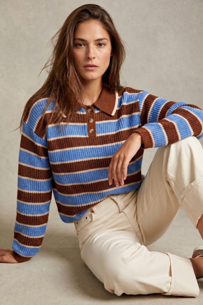 Sweater Polo Rayado Azul