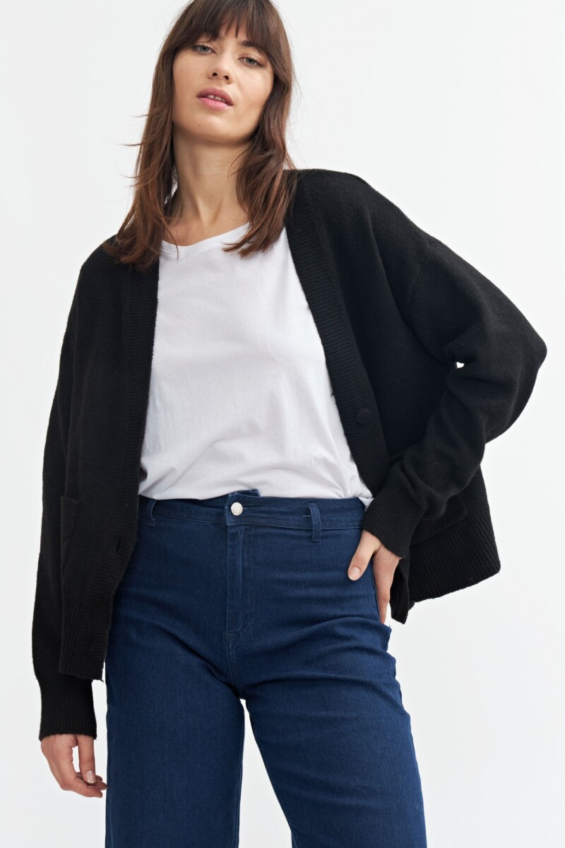 Cardigan con bolsillos - NEGRO 