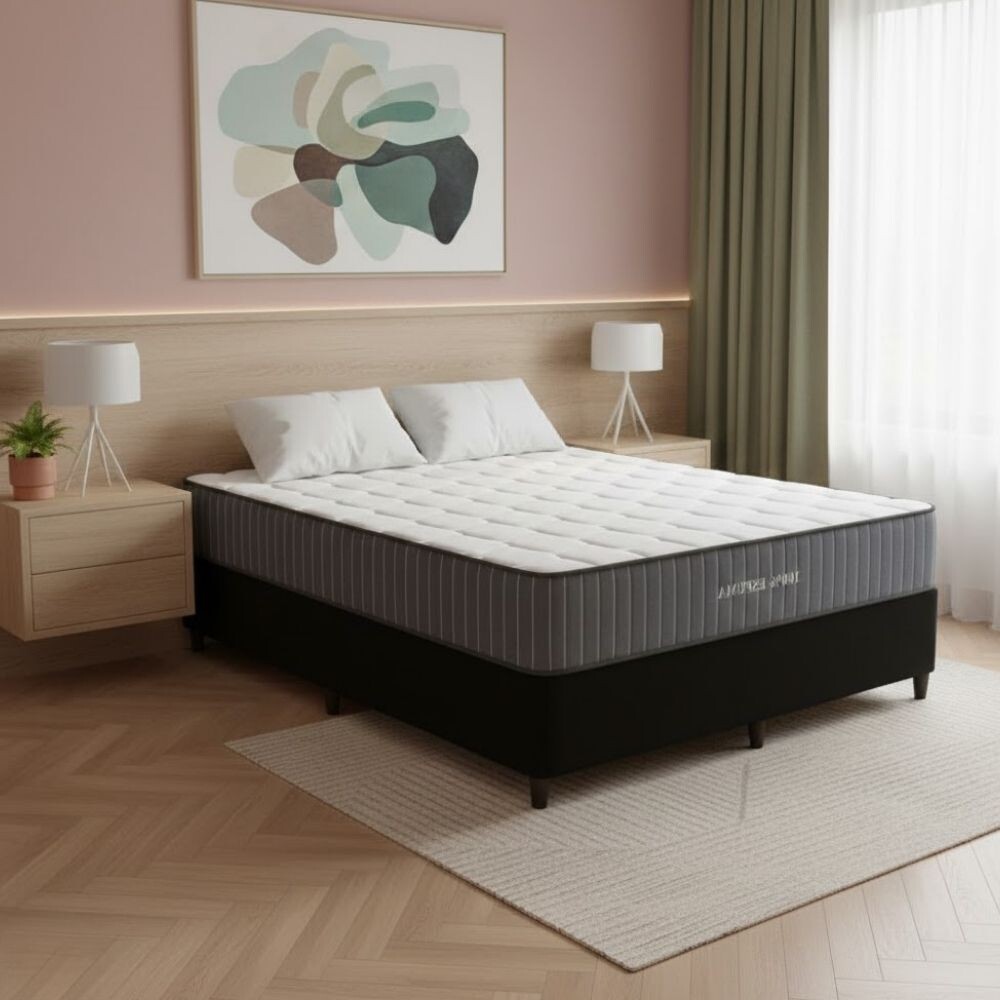 SOMMIER PLAZA Y MEDIA BASE CAMA COLCHÓN REVERSIBLE ANTIÁCAROS SOMMIER PLAZA Y MEDIA BASE CAMA COLCHÓN REVERSIBLE ANTIÁCAROS