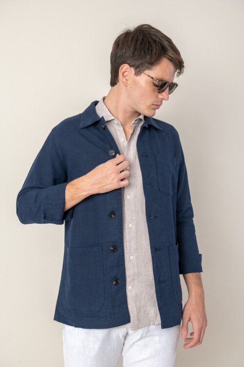 Sobre camisa Lino Azul