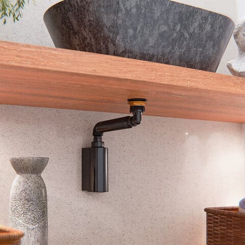 Sifón botella trasera lavatorio negro 7/8" x 40mm Sifón Botella Trasera Lavatorio Negro 7/8" X 40mm