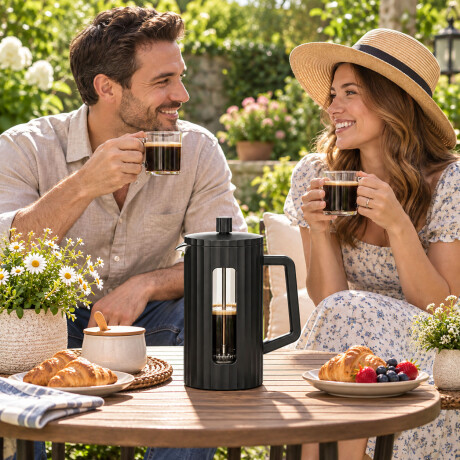 Cafetera Prensa Francesa 1000ml Vidrio Borosilicato Negro
