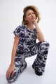 Legging flare estampada azul marino