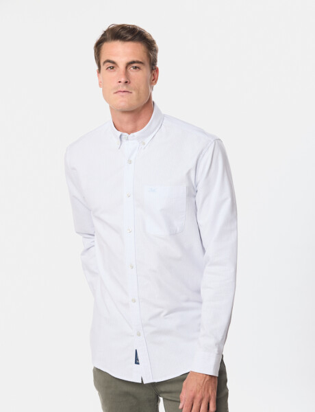 CAMISA OXFORD A RAYAS Celeste