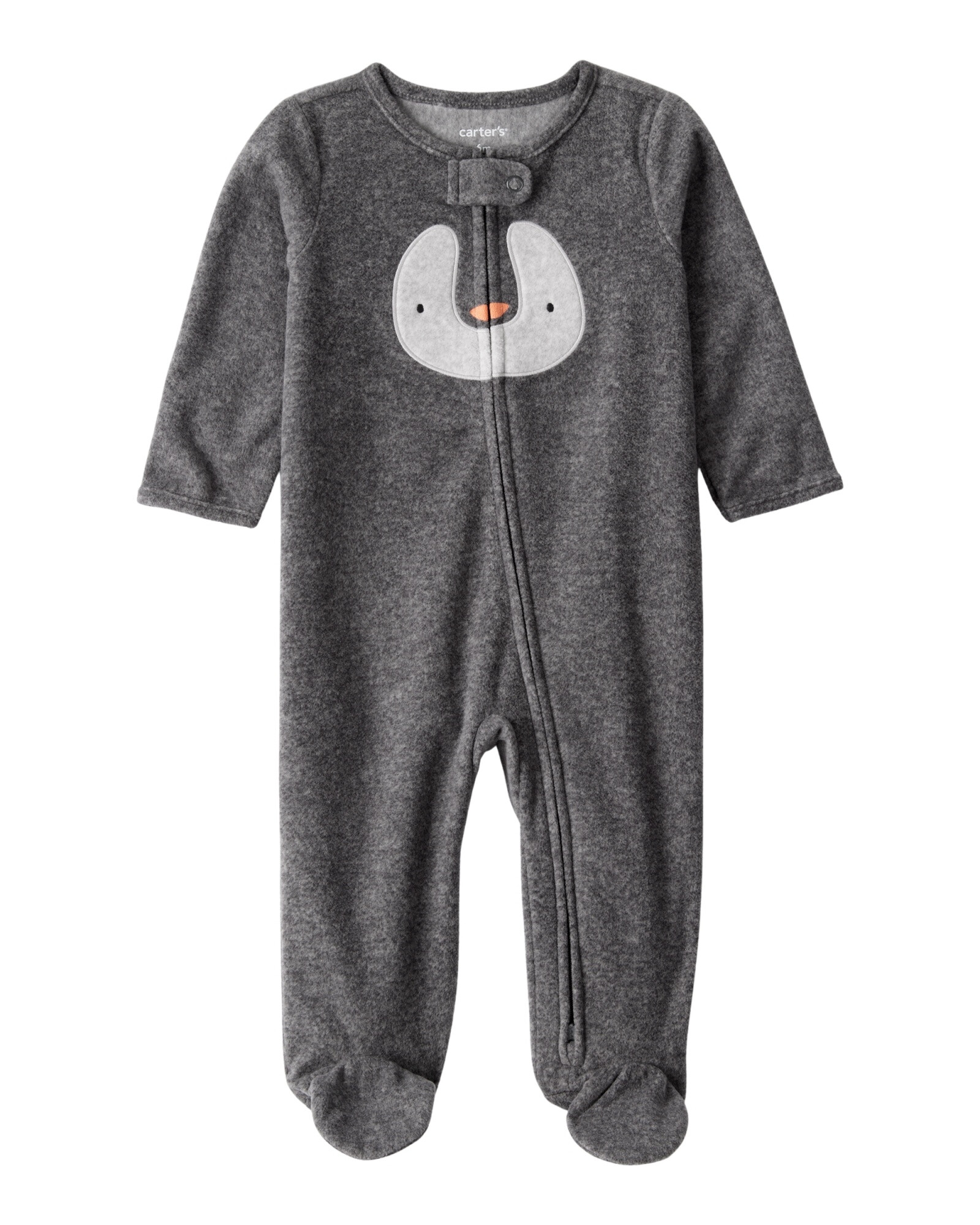 Pijama una pieza de micropolar, con pie, estampa pingüino Sin color