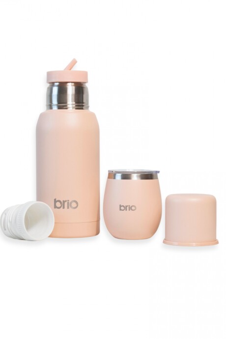 Set De Termo 750 Ml Y Mate Con Tapa brio Acero Inox Salmón
