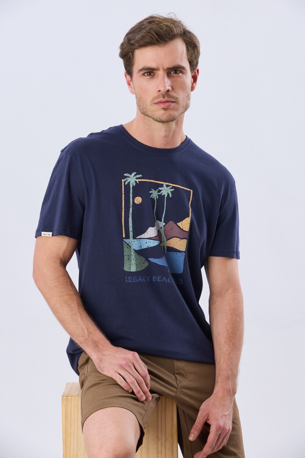 REMERA ESTAMPADA DE ALGODÓN Azul
