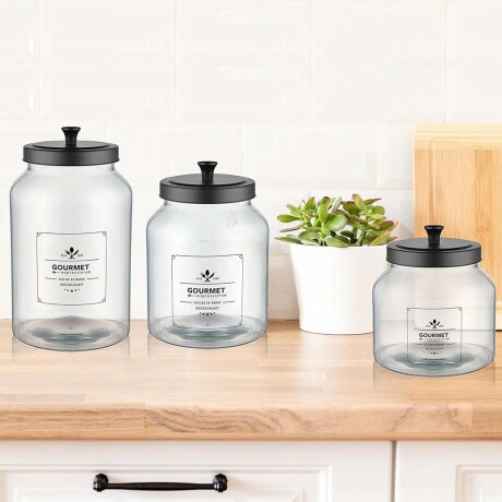 Frasco Tarro Recipiente Gourmet 3Lt Vidrio con Tapa Metálica Transparente