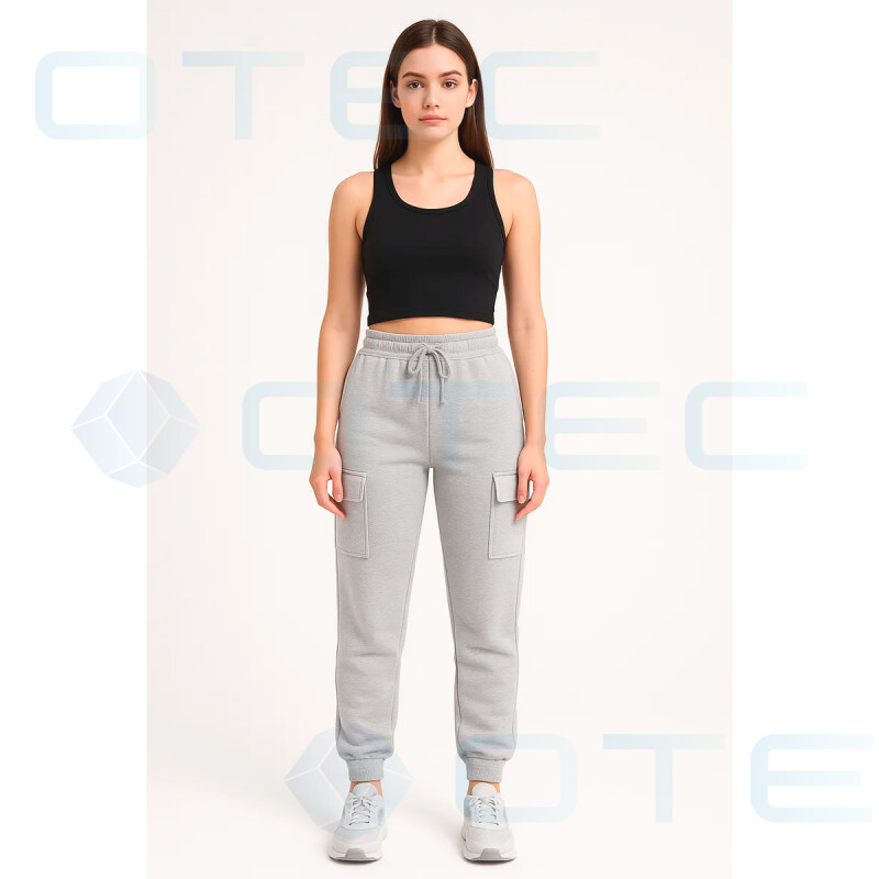 Pantalón Jogging Para Dama Deportivo Talla M-L Gris Claro