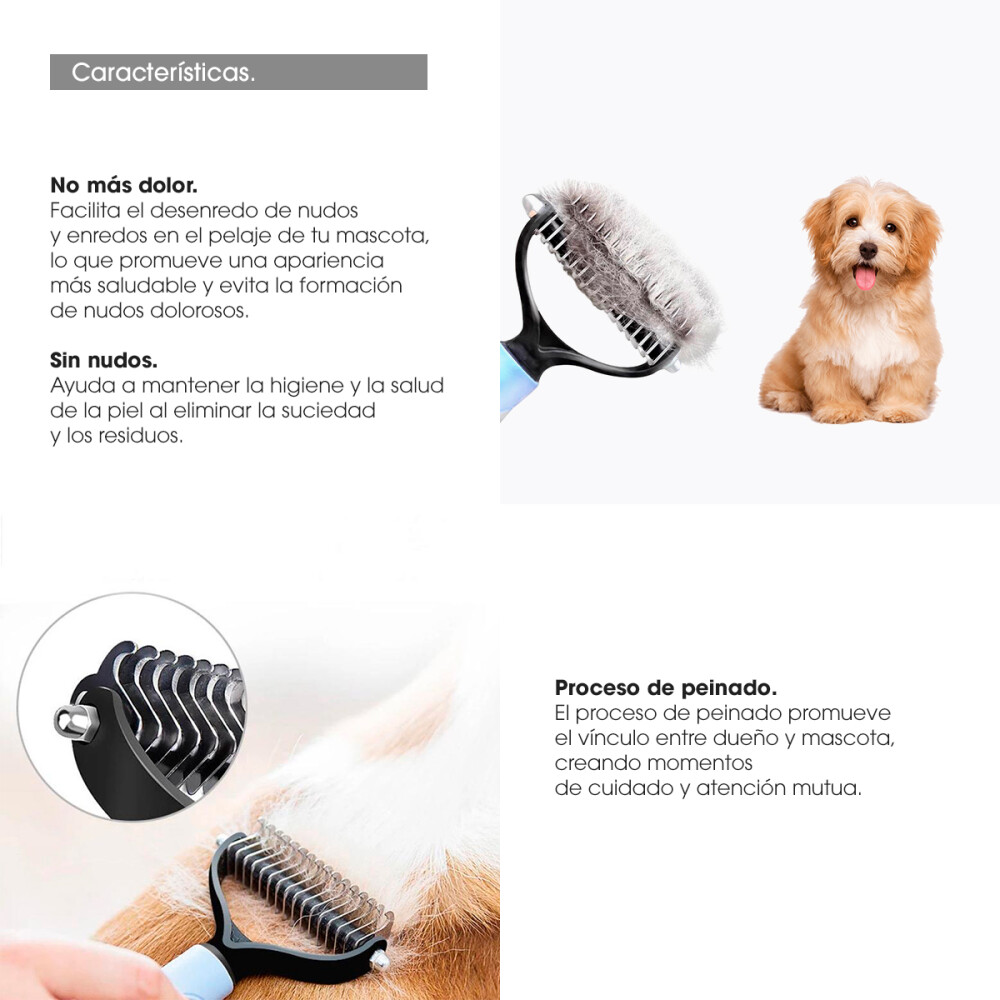 Peine Saca Nudos Trimador Para Perros 17 Dientes Rastrillo Color rosa