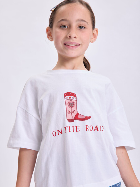 Remera Estampa Bota Blanco