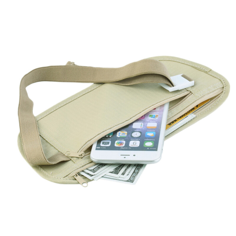 Riñonera De Viaje Invisible Estuche Seguridad Oculto Color beige