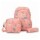 Set Mochila 3 Piezas Diseño Animalitos Escolar Resistente Rosa Claro
