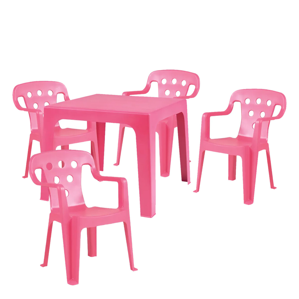 Set de Mesa 54x46cm y 4 Sillas infant Plást Resistente 40Kg - Rosa 