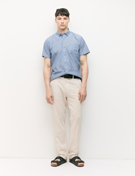 012725 CAMISA COTTON WILL Azul Piedra