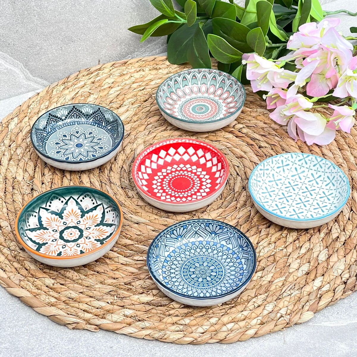 Juego De 6 Mini Platillos Cerámica Salsa Ø 10cm x Alto 2cm 