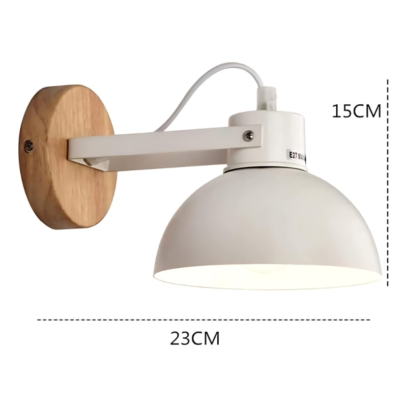 Lampara Aplique De Pared Nordico Metal Y Madera Moderno Blanco