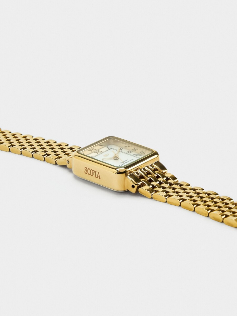 Reloj Cuadrado Con Pulsera De Acero Inoxidable dorado