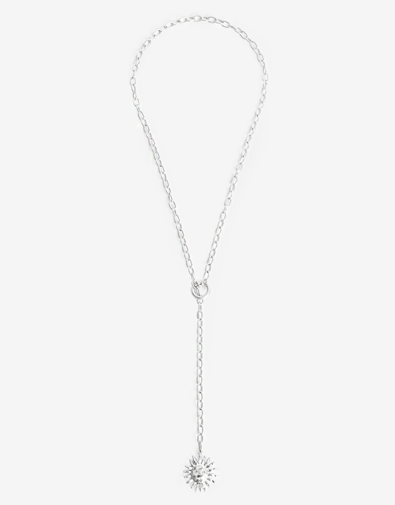 Collares Largos Metal Collar Largo Sol Metal - Plateado Plata Cepillada Mate