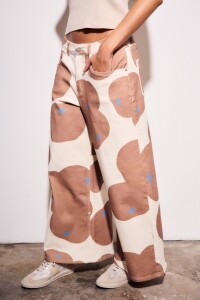Jean Wide Leg Estampado Print