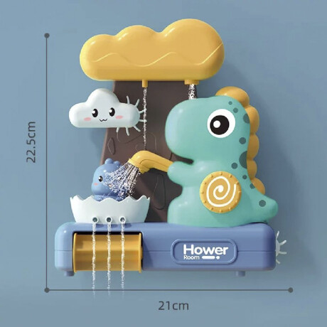 Set Baño Bebé con Bañera Plegable + Juego Dinosaurio de Agua Celeste