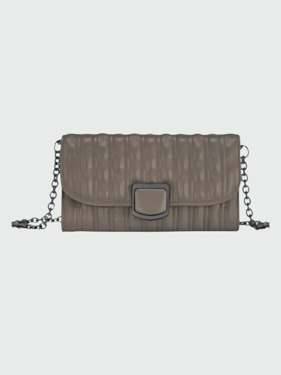 Longchamp -Sobre de cuero con solapa, Brioche 