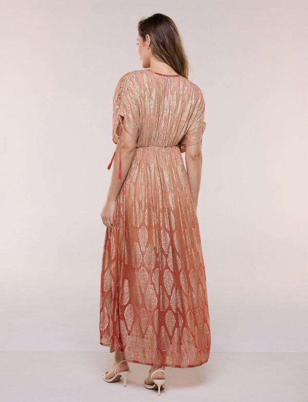 Vestido De Gasa Con Brillo Dorado ROSA/MULTI