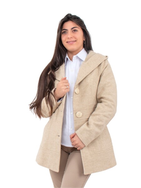 Abrigo 100% Lana con Capucha Amanecer Beige