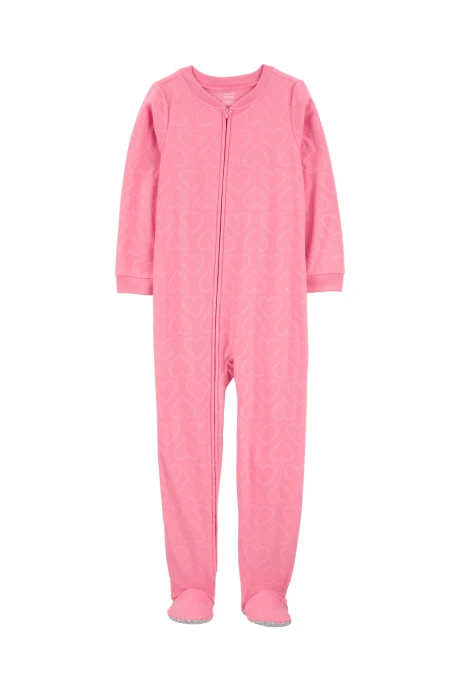 Pijama uno pieza de micropolar, con pie, diseño corazones Pijama uno pieza de micropolar, con pie, diseño corazones