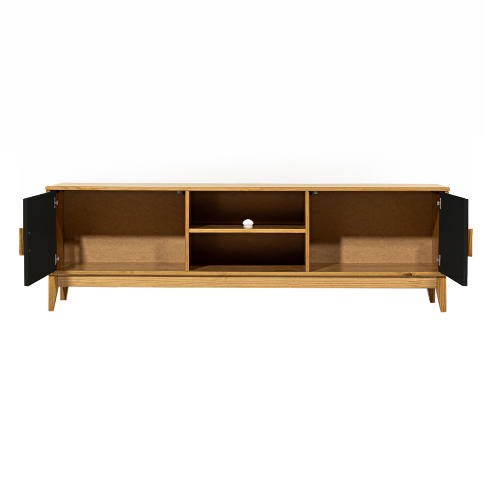Rack para tv - Madera maciza - 2 Puertas Negro