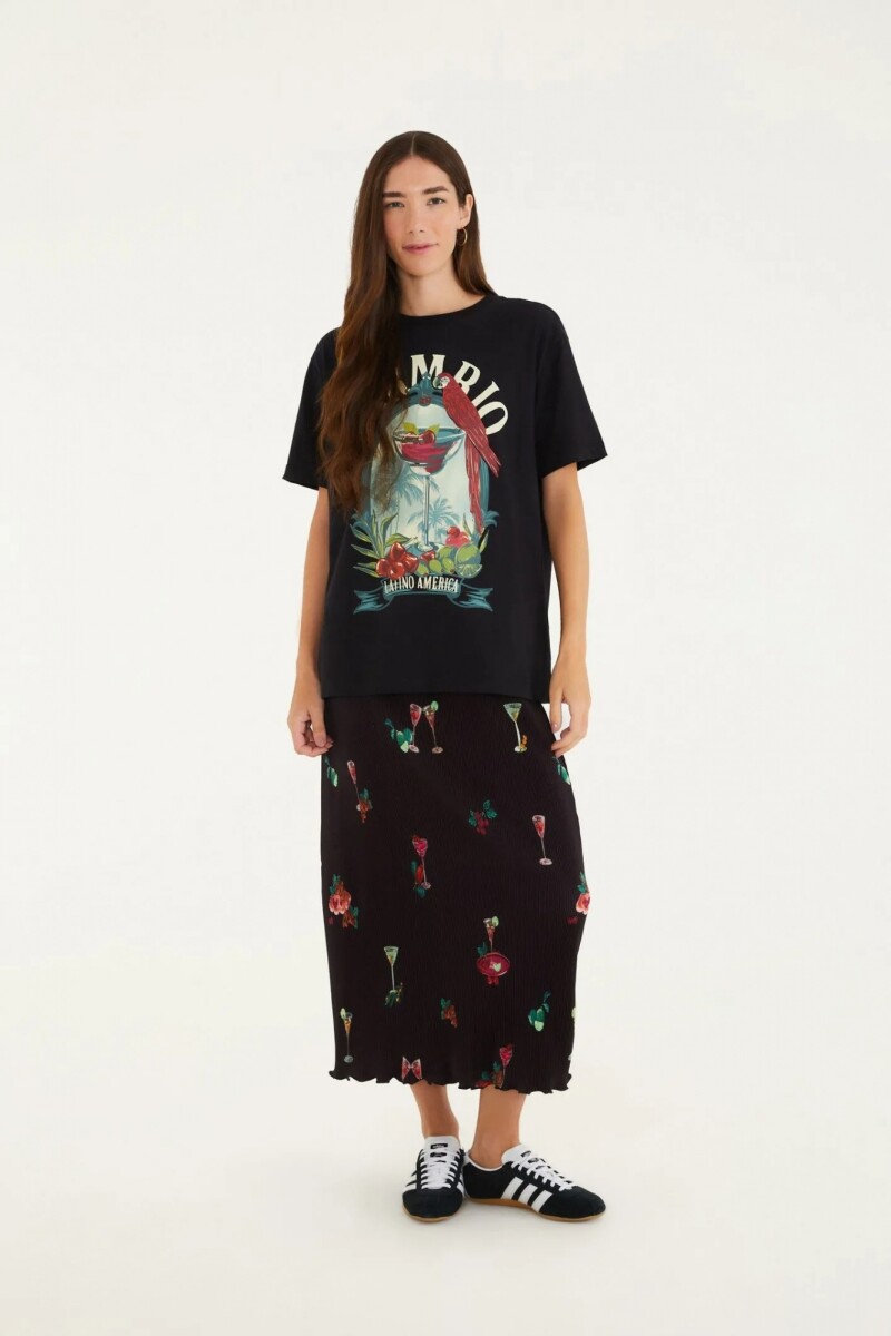 FALDA MIDI PLISADA Marron