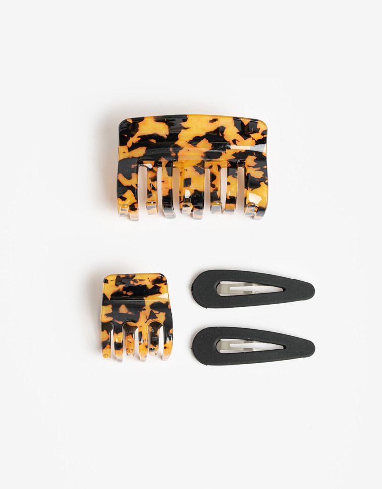 Accesorios Pelo Set Varios Set De 2 Broches De Acrílico Y 2 Hebillas Tic Tac. - Combinacion Bicolor