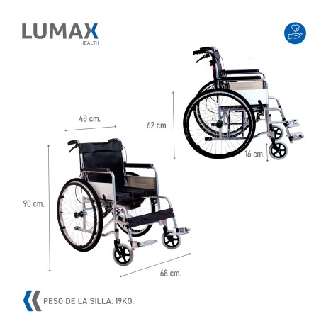 Silla de ruedas plegable hasta 120Kg Negro