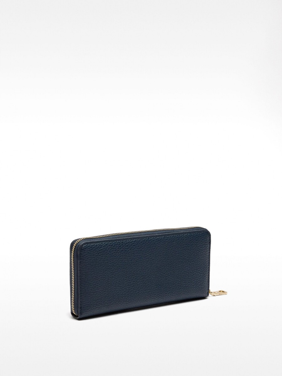 Cartera Con Textura Y Cierre De Cremallera azul-marino