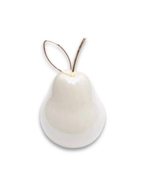 PERA DECORATIVA 7.5CM BLANCO/DORADO PERA DECORATIVA 7.5CM BLANCO/DORADO