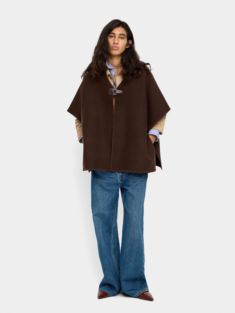 Poncho De Punto Con Hebilla marron