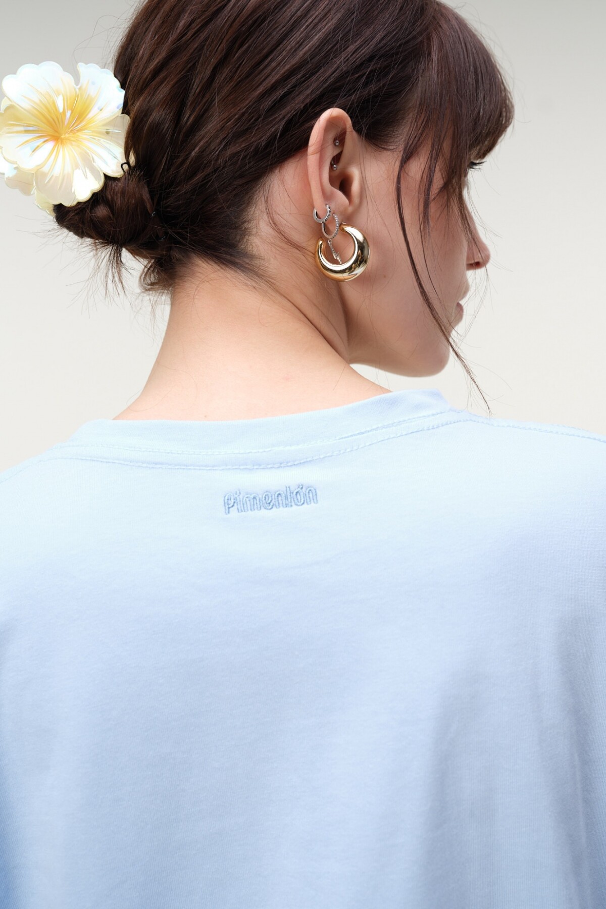Remera Boxy Algodón Celeste