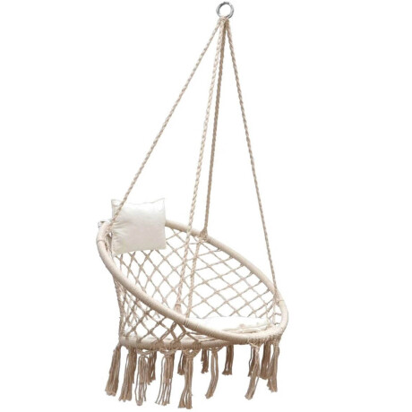 Hamaca Sillón Colgante Circular Macramé Algodón Beige