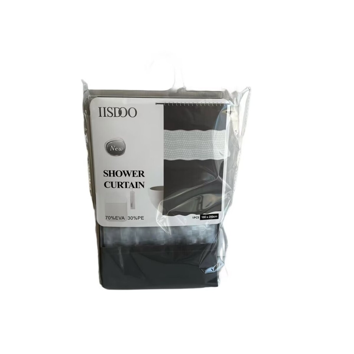 CORTINA DE BAÑO LISA C/GANCHOS 180x180CM GRIS 