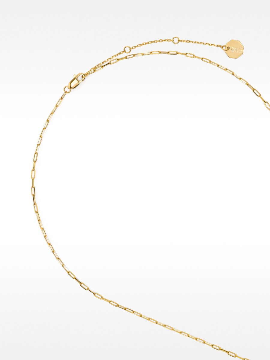 Collar De Eslabones Con Medalla Y Perla De Agua Dulce - Plata De Ley 925 dorado