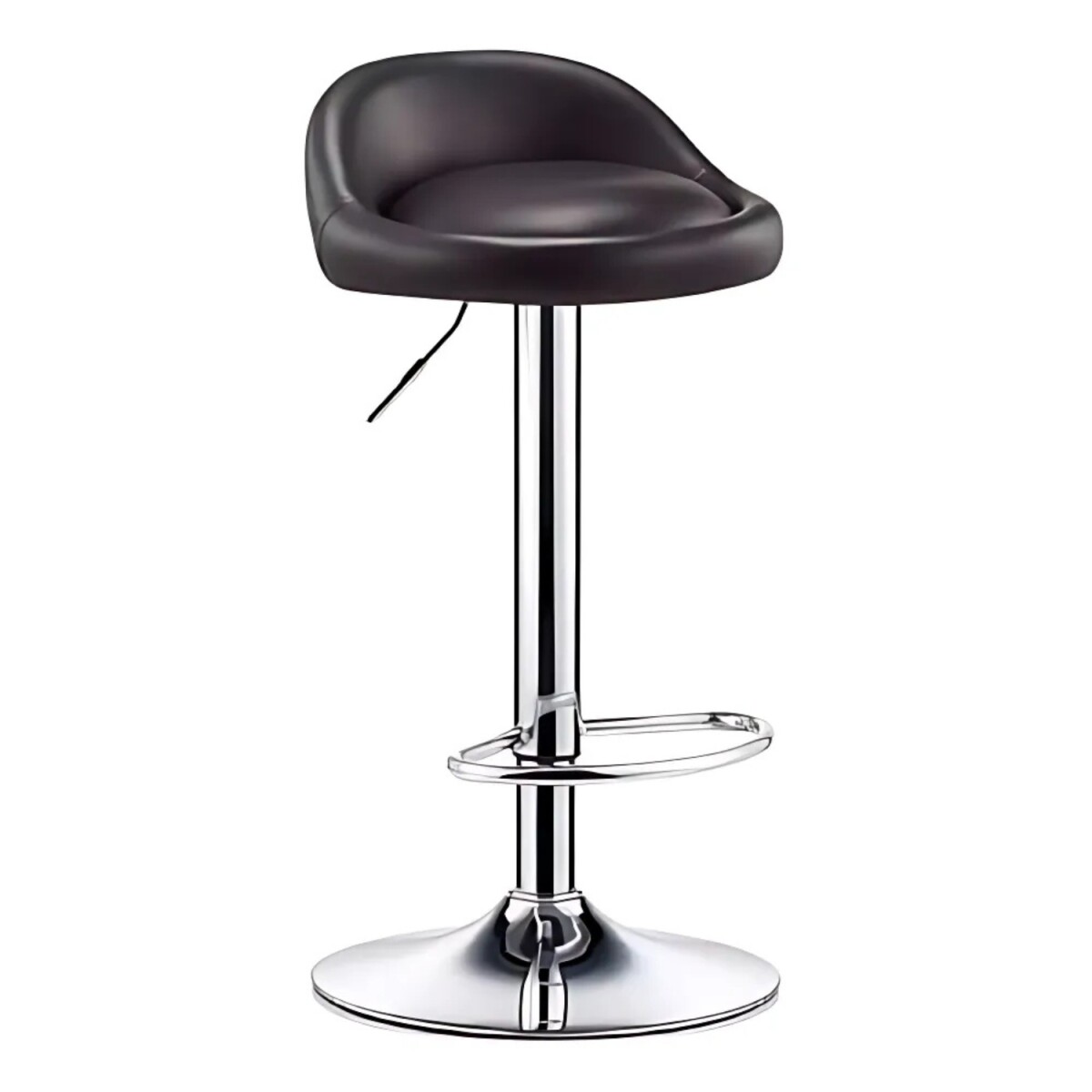Taburete con Altura Regulable Respaldo Apoyapies Ecocuero - Negro 