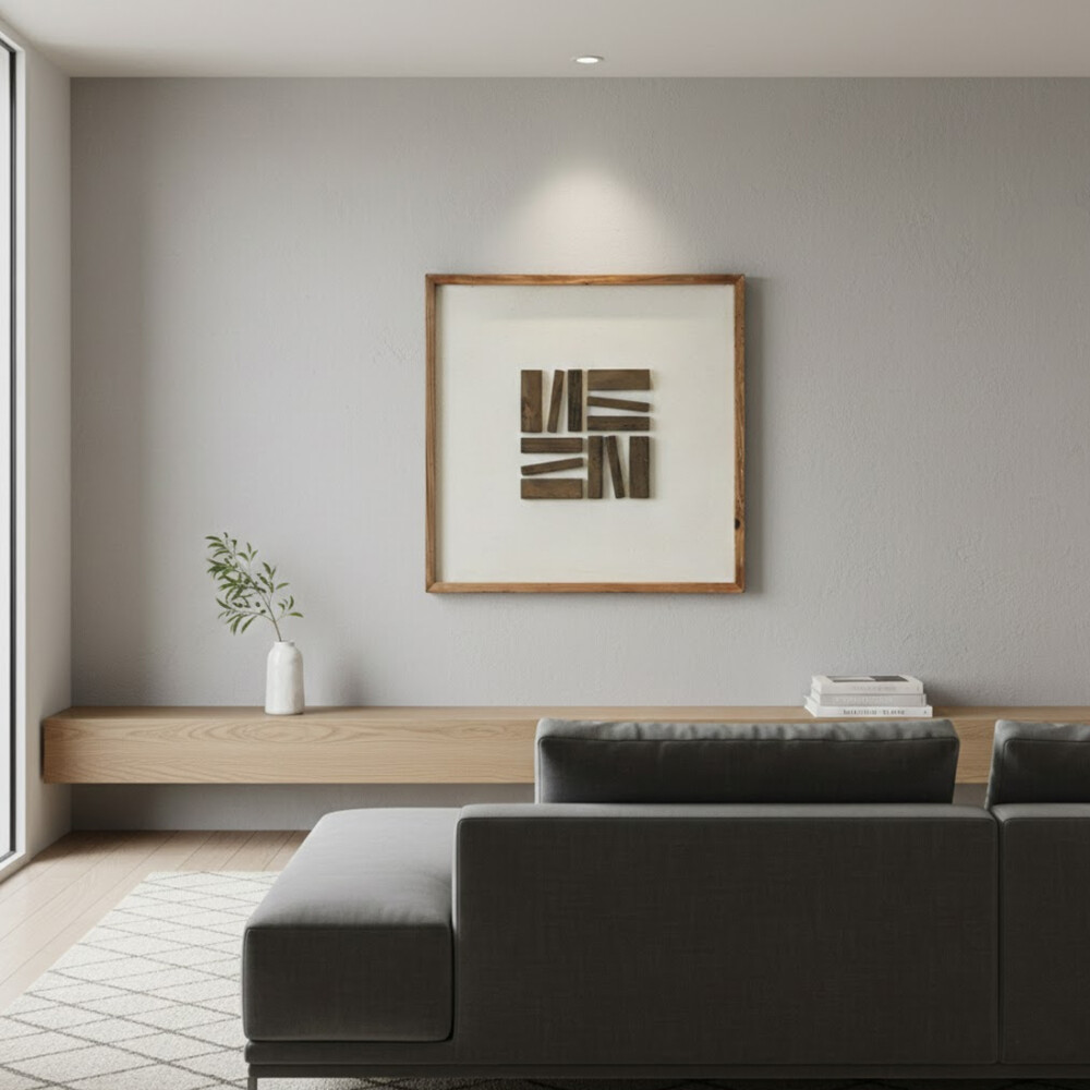 CUADRO DECORATIVO MADERA MACIZA 62 Cm x 62 Cm - LÍNEA RÚSTICA N°4