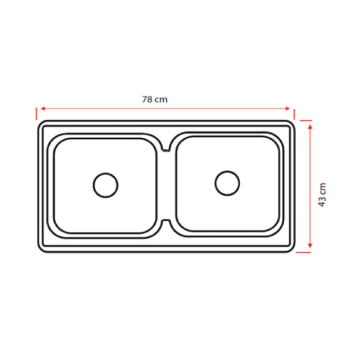 PILETA DE COCINA DOBLE ACERO INOX 78X42X21 CM SATINADA 000
