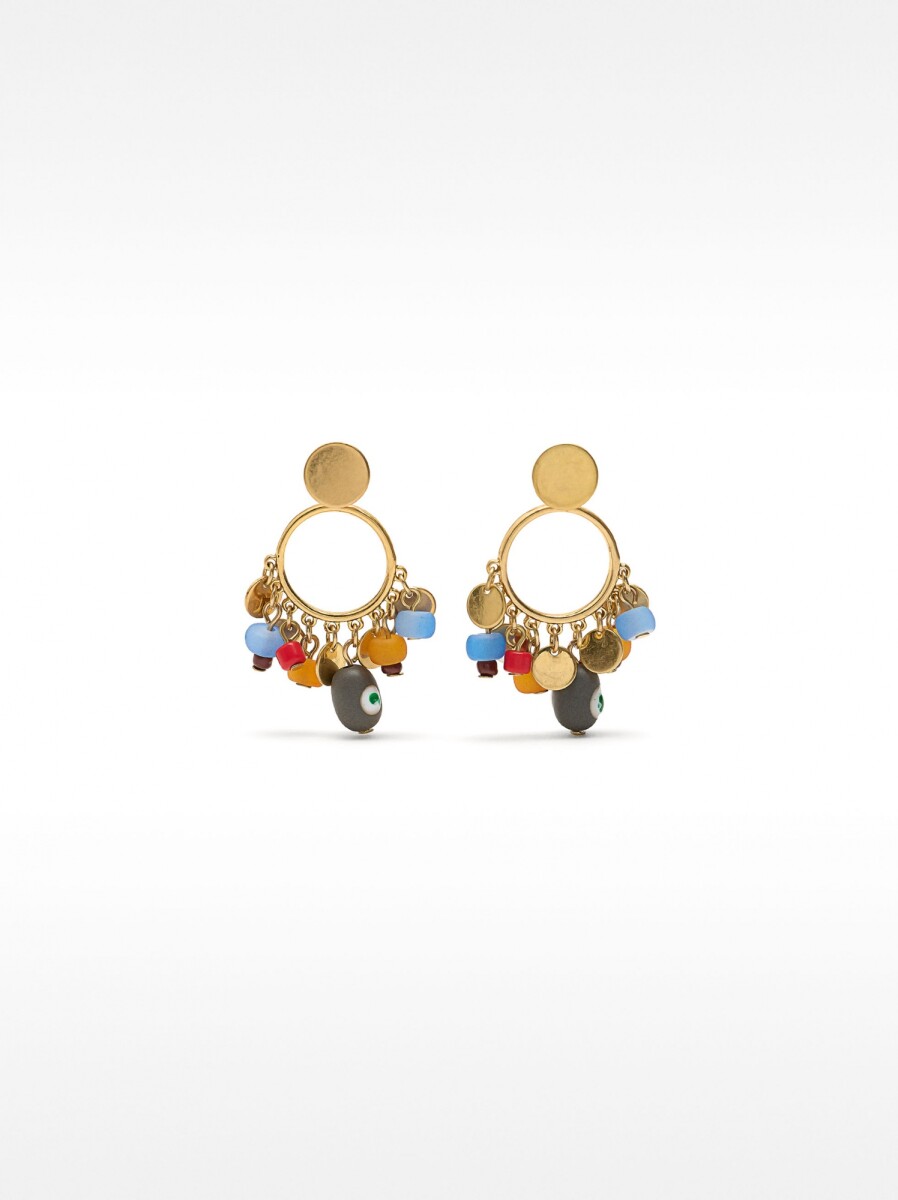 Pendientes Con Medallas Y Cuentas - multicolor 