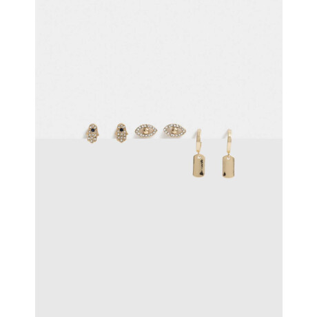 Set De Aros Dorados Con Strass Dorado