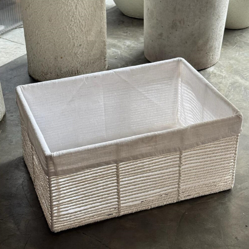 Cesto ratán blanco Bali L