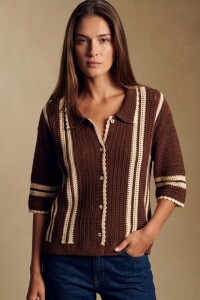 Camisa Rayada Crochet Chocolate